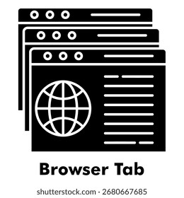 Estilo De Glifo Do Ícone Da Guia Navegador. Ilustração De Vetor Para Design Gráfico
