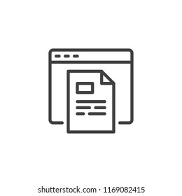 Browser and text file outline icon. linear style sign for mobile concept and web design. Webpage and document simple line vector icon. Symbol, logo illustration. Pixel perfect vector graphics