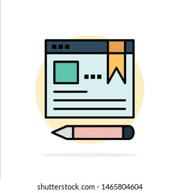 Browser, Text, Pen, Education Abstract Circle Background Flat color Icon. Vector Icon Template background
