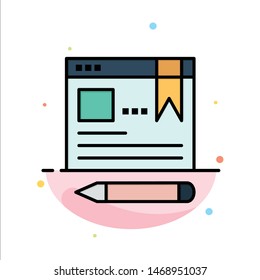 Browser, Text, Pen, Education Abstract Flat Color Icon Template. Vector Icon Template background