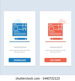 Browser, Text, Pen, Education  Blue and Red Download and Buy Now web Widget Card Template