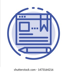 Browser, Text, Pen, Education Blue Dotted Line Line Icon