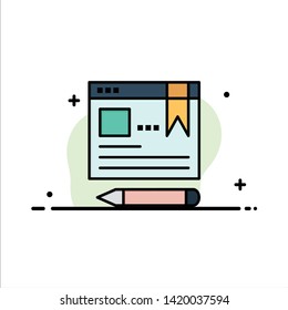 Browser, Text, Pen, Education  Business Flat Line Filled Icon Vector Banner Template