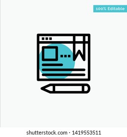 Browser, Text, Pen, Education turquoise highlight circle point Vector icon
