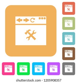Browser tools flat icons on rounded square vivid color backgrounds.