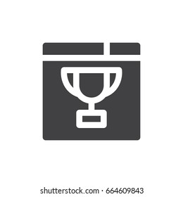 Browser and trophy icon vector, filled flat sign, solid pictogram isolated on white. Website ranking symbol, logo illustration. Pixel perfect