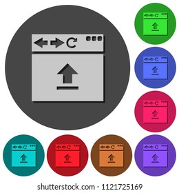 Browser upload icons with shadows on color round backgrounds for material design