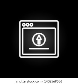 browser upload webpage neon icon. Elements of browser set. Simple icon for websites, web design, mobile app, info graphics