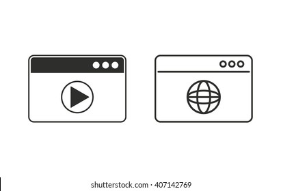 Browser   vector icon. Black  illustration isolated on white  background for graphic and web design.