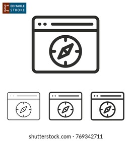 Browser vector icon. Black illustration isolated on white background. Thin line symbol. Editable stroke.