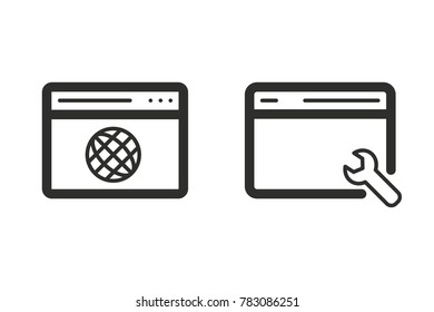 Browser vector icon. Black illustration isolated on white background for graphic and web design.