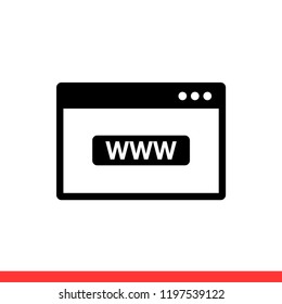 Browser vector icon, internet symbol. Simple, flat design for web or mobile app