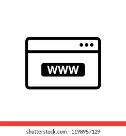 Browser vector icon, internet symbol. Simple, flat design for web or mobile app