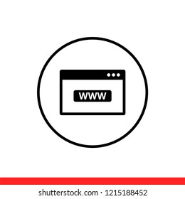 Browser vector icon, internet symbol. Simple, flat design for web or mobile app