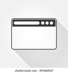 Browser   vector icon with long shadow.  Illustration  for graphic and web design.