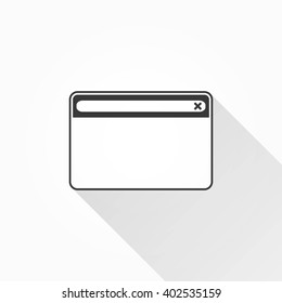 Browser   vector icon with long shadow. Illustration isolated on with background for graphic and web design.  