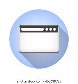 Browser vector icon with long shadow. Illustration isolated for graphic and web design.