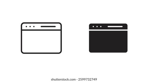 Browser vector icon set in black color.