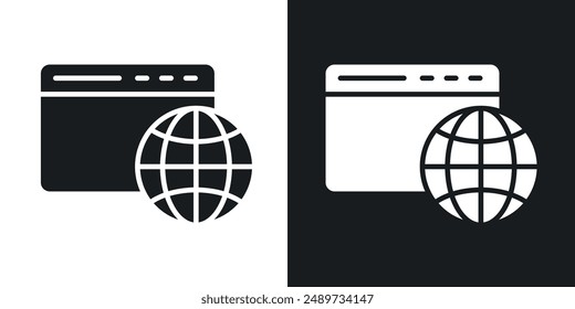 Browser vector icon set in solid black and white color