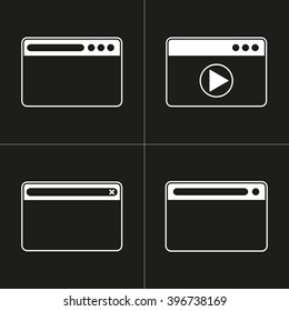 Browser   vector icon. White illustration isolated on black background for graphic and web design.