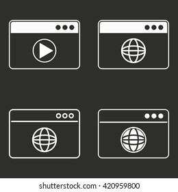 Browser   vector icon. White illustration isolated on black background for graphic and web design.