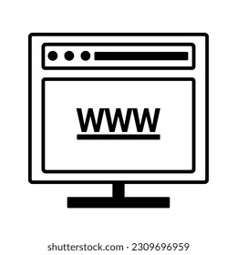 Vektorsymbole des Browsers. Schwarze Illustration einzeln auf weißem Hintergrund. Dünnliniensymbol. Bearbeitbare Striche. 