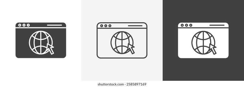 Browser vector icons collection graphic designs for ui designs