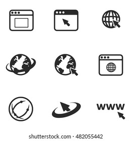 browser vector icons. Simple illustration set of 9 browser elements, editable icons, can be used in logo, UI and web design