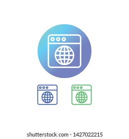 Browser Vector Illustration, outline sign with colorful gradient