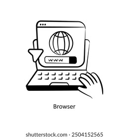 Browser vector outline style Design Vector Stock illustration. 