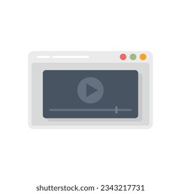 Browser video play icon flat vector. Media stream. Watch live isolated