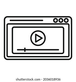 Browser Video Play Icon Outline Vector. Media Stream. Watch Live