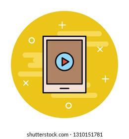 Browser with video player line icon