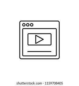 browser video webpage icon. Element of internet browser for mobile concept and web apps icon. Thin line icon for website design and development, app development