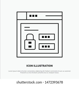 Browser, Web, Lock, Code Vector Line Icon