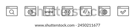 Browser, web page icons set. Website, browser icon collection. Vector