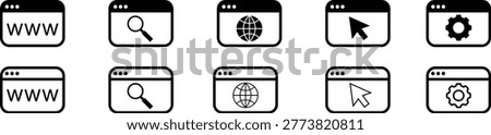 Browser, web page icons set. Website, browser icon collection. Vector.
