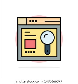 Browser, Web, Search, Education Abstract Circle Background Flat color Icon. Vector Icon Template background