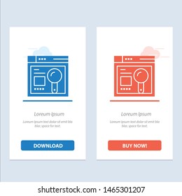 Browser, Web, Search, Education  Blue and Red Download and Buy Now web Widget Card Template. Vector Icon Template background