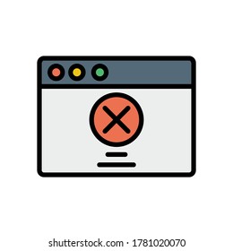 Browser, Website, Häkchen, Verbotssymbol. Einfache Farbe mit Umrissvektorelementen für Internet Explorer-Symbole für i und ux, Website oder mobile Anwendungen
