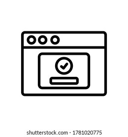 Browser, web site, check mark, password icon. Simple line, outline vector elements of internet explorer icons for ui and ux, website or mobile application