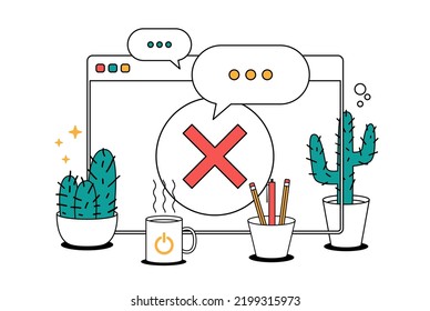 Navegador, sitio web, marca de verificación, icono de prohibición. Color simple con elementos vectoriales de los iconos del explorador de internet para ui y ux, sitio web o aplicación móvil.