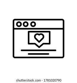 Browser, Website, Herz, Kommentar-Symbol. Einfache Linie, Umrisslinien, Vektorelemente von Icons für Internet-Explorer für i und ux, Website oder mobile Anwendungen