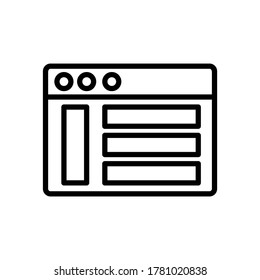 Navegador, sitio web, icono. Línea simple, contorno de elementos vectoriales de iconos del explorador de internet para ui y ux, sitio web o aplicación móvil