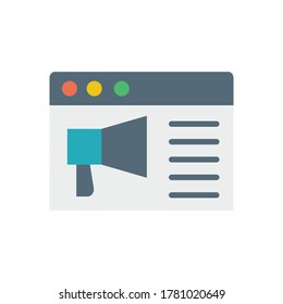 Browser, Website, Megaphon-Symbol. Einfache, farbige Vektorelemente von Icons für Internet-Explorer für i und ux, Website oder mobile Anwendungen