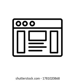 Navegador, sitio web, icono de noticias. Línea simple, contorno de elementos vectoriales de iconos del explorador de internet para ui y ux, sitio web o aplicación móvil