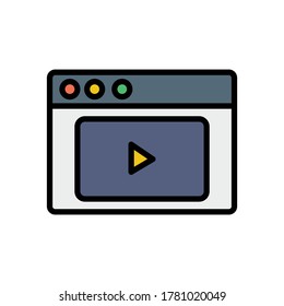 Browser, Website, Videosymbol. Einfache Farbe mit Umrissvektorelementen für Internet Explorer-Symbole für i und ux, Website oder mobile Anwendungen