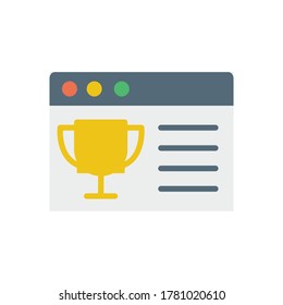 Navegador, sitio web, icono de copa ganadora. Elementos vectoriales de color simples de los iconos del explorador de Internet para ui y ux, sitio web o aplicación móvil