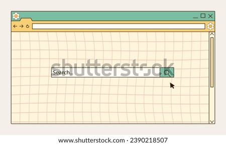 Browser window in 70s groovy style. Retro browser template. Vector illustration