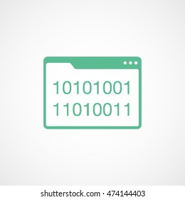 Browser Window With Binary Code Green Flat Icon On White Background